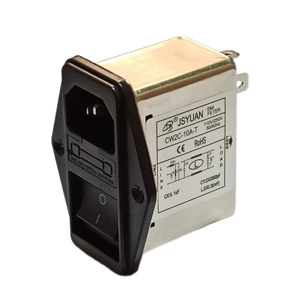 نویز فیلتر 10 آمپر تک فاز کلید دار پاور خور JSYUAN مدل CW2C-10A-T
