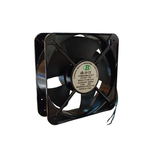 فن ۲۲۰ ولت ۲۰ در ۲۰ سانتی متر بلبرینگی ۶۵ ولت 0/45 آمپر برند COMMONWEALTH مدل FP-108K-S1-B