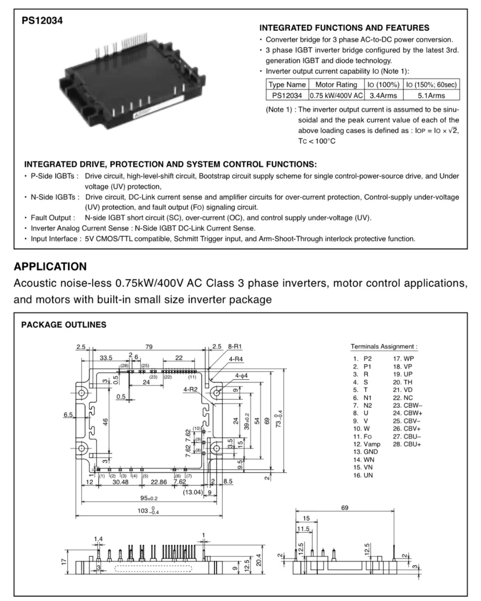 ماژول IGBT مدل PS12034-Y2 برند MITSUSHIBI ساخت ژاپن
