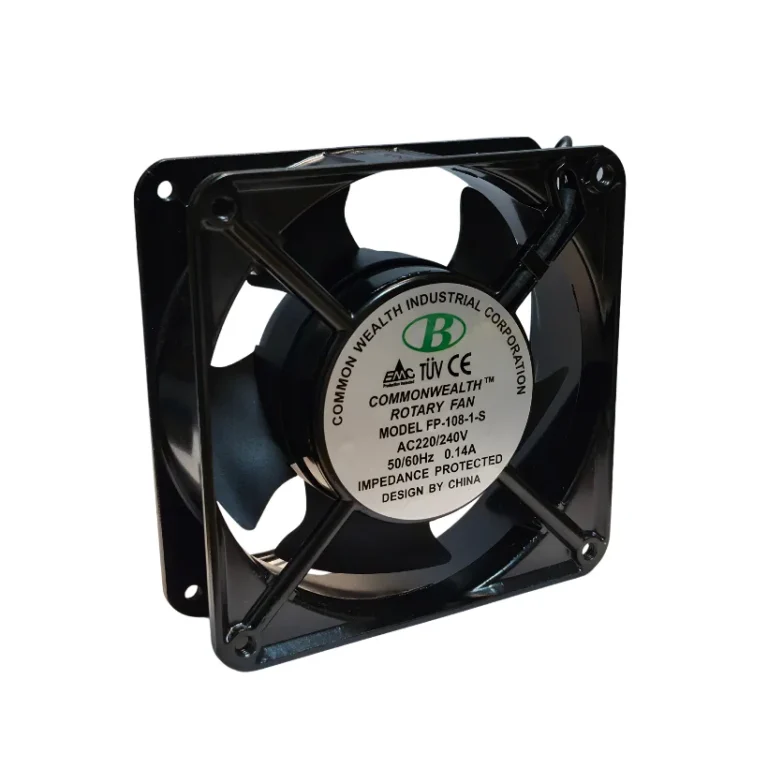 فن ۲۲۰ ولت ۱۲ در ۱۲ سانتی بوشی COMMONWEALTH توان ۳۰ وات 0.14 آمپر مدل FP-108-1-S