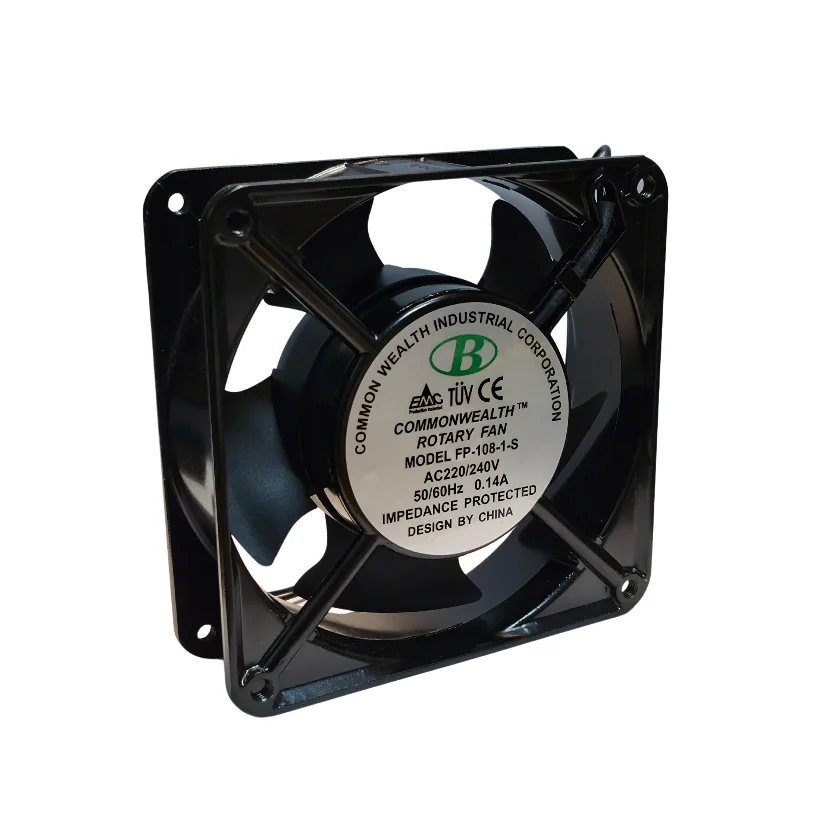 فن ۲۲۰ ولت ۱۲ در ۱۲ سانتی بوشی COMMONWEALTH توان ۳۰ وات 0.14 آمپر مدل FP-108-1-S