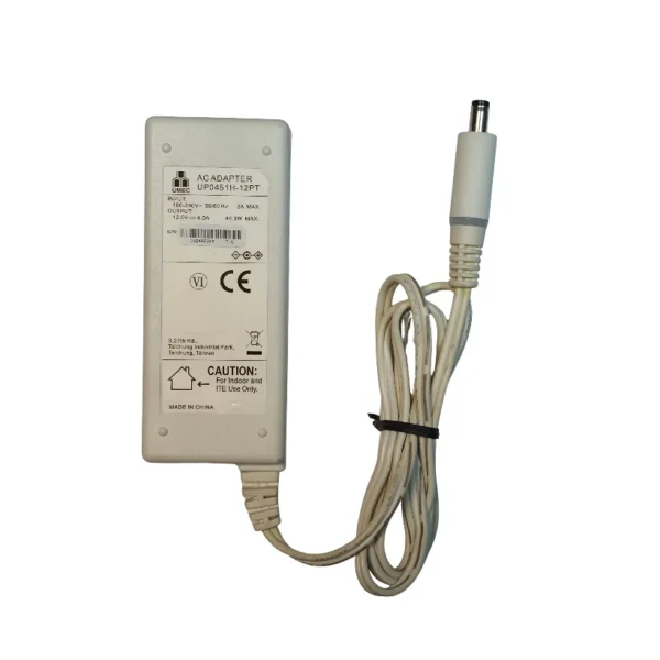 آداپتور 12 ولت 4 آمپر بین راهی رومیزی سفید برند UMEC اورجینال فیش چراغ دار مدل UP0451H-12PT
